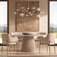 Ensemble de table à manger moderne pour l'intérieur avec 6 chaises en cuir, meubles pour la maison, la cuisine, le restaurant, l'appartement