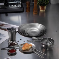 Plaques rondes en acier inoxydable incassables au lave-vaisselle grandes pour cuisine camping barbecue service de nourriture