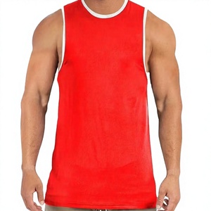 Débardeur sans manches rouge pour homme, col rond, couleur unie, tricoté, respirant, décontracté, séchage rapide, mélange de coton, vente en gros - Product Image 5