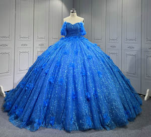 Mumuleo Himmelblau Quinceanera-Kleider Ballkleid Perlen 3D-Blumen formelle Ball-Geburtstagskleider Prinzessin süßes 15 16 kleid Vestidos - Product Image 3