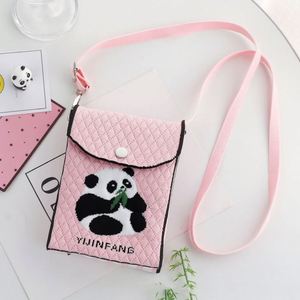 Cute <strong>Panda</strong> Secret Button Mini Knitted Mini Mobile Phone Pouch Cross Body Handbag Travel <strong>Bag</strong> - Product Image 3
