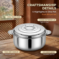 Ensemble de casseroles isothermes modernes et légères en acier inoxydable 410, 3/7 pièces, 1L-10L, finition miroir, pour usage domestique et professionnel