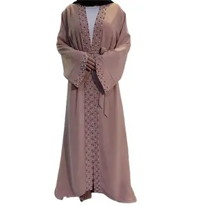 Moda de lujo Open Abaya Tallas grandes Transpirable y sin costuras Poliéster Ropa musulmana tradicional para adultos para uso diario