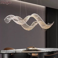 Lustre LED moderne et créatif en cristal ondulé, éclairage suspendu pour salle à manger, îlot de cuisine, bar, maison, hôtel, décoration artistique commerciale