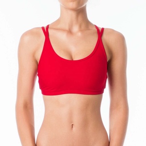 Soutien-gorge de sport pour femme avec logo personnalisé, dos nageur, en Spandex/Polyester, avec dentelle, pour le yoga, la course et l'entraînement, style crop top - Product Image 1