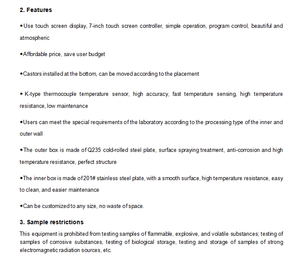 Cámara de Prueba de Alta Temperatura HST-GW1000 de 1000L con Controlador de Pantalla Táctil de 7 Pulgadas, Control por Programa, Cámara Elegante y Moderna - Product Image 2