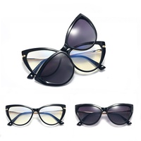 Lunettes de soleil œil de chat magnétiques tout-en-un pour femmes, protection UV400 polarisée, verres anti-lumière bleue TR90, personnalisables pour myopie