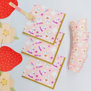 DAMAI Festival Pink Ghost Theme Shaped Disposable Dessert Plates Party Supplies Paper Plate Cup Napkin Halloween Party Tableware - Product Image 5