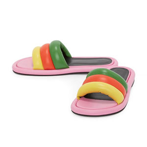 Sandalias de tacón de mula de verano de Color personalizado, zapatillas cuadradas con punta abierta, tacones altos, sandalias sexis infladas de PU con tacón a juego - Product Image 5