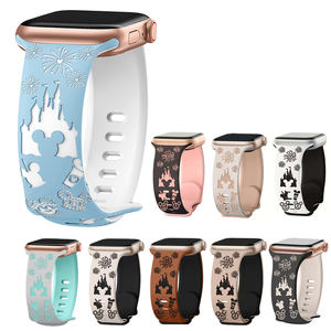 Bracelet de montre en silicone double, gravé au laser, château <span class=keywords><strong>Mickey</strong></span>, pour bracelet de montre <span class=keywords><strong>Apple</strong></span>, pour <span class=keywords><strong>Apple</strong></span> <span class=keywords><strong>Watch</strong></span> Series 11 10 9 8 7 6 5 4 3 SE Ultra 2 - Product Image 1
