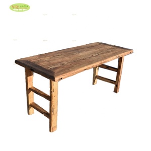 Bàn Ăn Gỗ Elm Tái Chế Cũ Trung Quốc Có Chân Gỗ/Bàn Ăn Gỗ Elm Tái Chế Cổ Điển Cho Nhà Hàng - Product Image 2