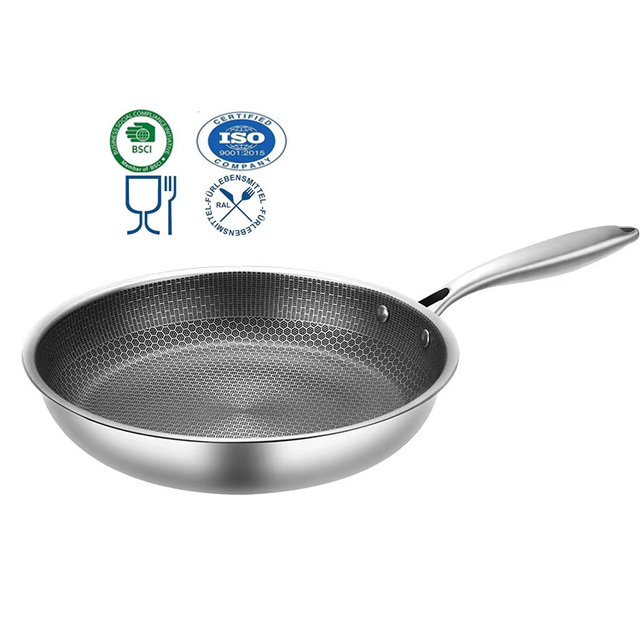 Non-Stick Honeycomb Induction Stainless Steel Frying Pan Skillet-Portable Durable Easy Cleaning Kitchen Cookware