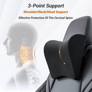 Almohada Cervical Premium <span class=keywords><strong>para</strong></span> Auto Tesla, Reposacabezas Ergonómico <span class=keywords><strong>de</strong></span> Espuma Viscoelástica, Soporte Cervical <span class=keywords><strong>de</strong></span> 3 Puntos, Altura Ajustable, Funda Extraíble - Product Image 4