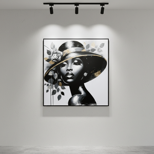 Elegante Cuadro de Pintura al Óleo con Lámina Dorada de Dama Negra, Arte de Pared Inspirado en Mujeres <span class=keywords><strong>Africanas</strong></span> con Estilo, Pinturas de Retrato <span class=keywords><strong>para</strong></span> Decoración de Interiores - Product Image 2