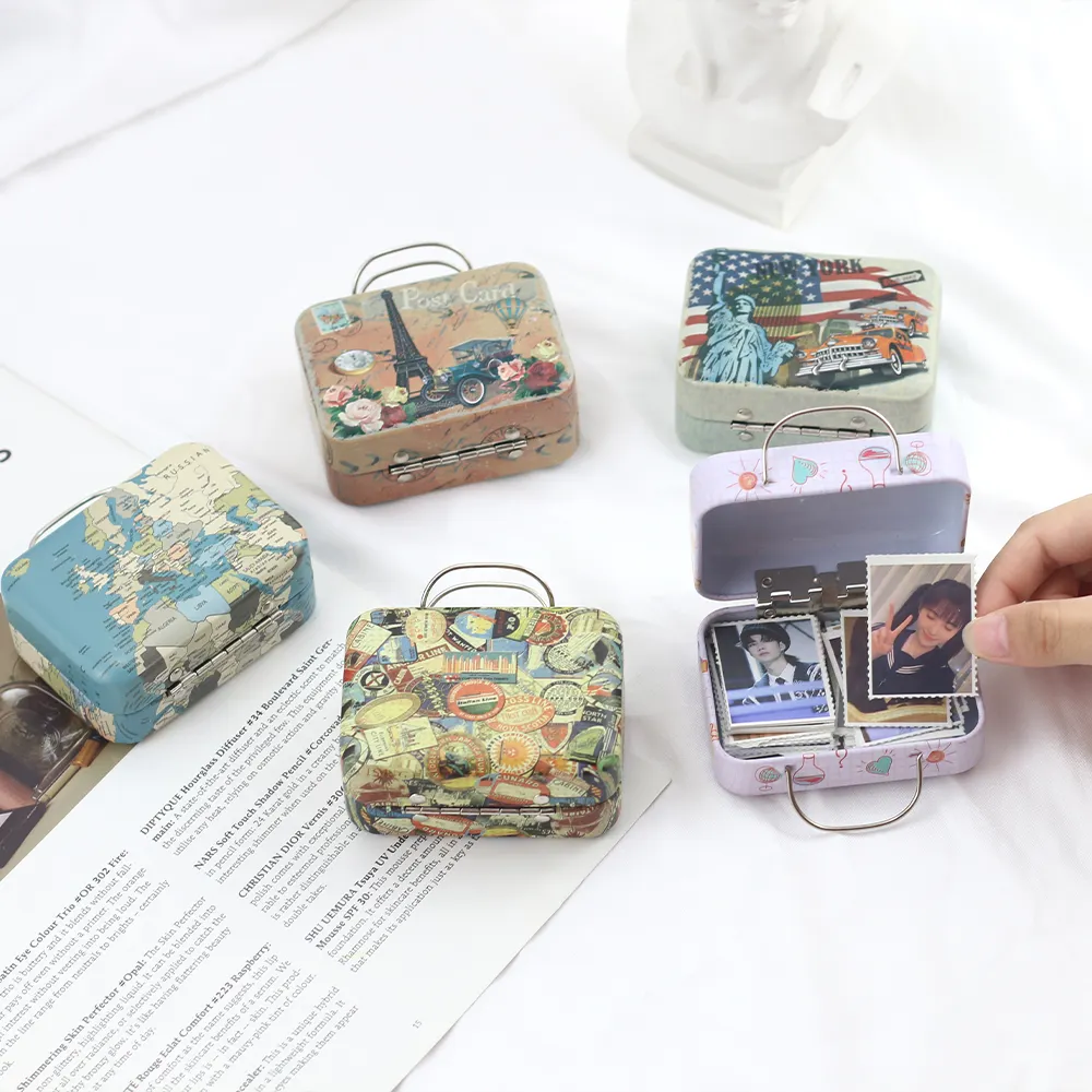 Neues Produkt Retro Koffer form Blechdosen Candy Tea Container/Hochzeits bevorzugung