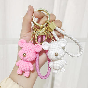 QX Wholesale cartoon crochet plush bear doll keychain lamp hanger couple <b>bag</b> hanger decorative pendant <b>gift</b> pendant - Product Image 3