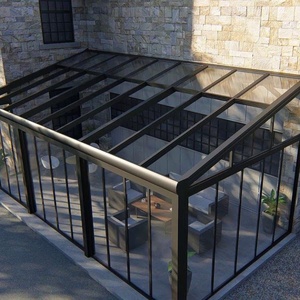 Muebles de invernadero de lujo modernos para sala de Sol de jardín disfrutando del sol en un solárium de cristal con moldura de techo triangular - Product Image 3