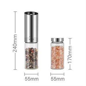 Utensilios de Cocina, Juego de Molinillos Eléctricos de Sal y Pimienta con Recipiente de Vidrio de 170 ml, Núcleo de Cerámica y Acero Inoxidable - Product Image 3