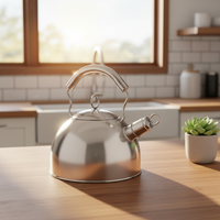 Bouilloire sifflante en acier inoxydable 3L personnalisée, compatible induction, design minimaliste écologique, pour la maison, les voyages et le camping