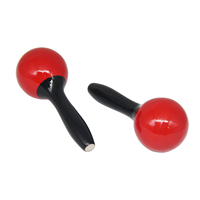 Maracas rouges brillants avec poignées noires, bords lisses, finition découpée au laser pour un son clair
