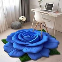 Tapis de Sol Absorbant et Antidérapant à Fleurs 3D pour Salon - Ensemble de Tapis