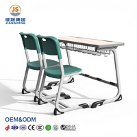 Ensemble de bureau et chaise double réglables en hauteur pour étudiants, idéal pour les salles de classe primaires
