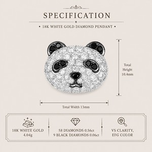 Breloque de luxe en or 18 carats avec perle panda sertie de diamants, poids total des diamants 0,56 ct, 59 diamants, 4,04 g - Product Image 2