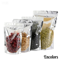 Sachets Doypack thermoscellables réutilisables et refermables, qualité alimentaire, transparents sur une face, dos argenté en PE et feuille d'aluminium, pour café, snacks, thermoscellage