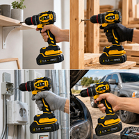 Taladro Inalámbrico Profesional Ligero sin Escobillas con Velocidad Variable, Luz LED y Estuche de Transporte para Renovaciones del Hogar y Trabajos de Bricolaje