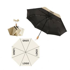 Multi Colors 3 Folding Uv Protection <b>Windproof</b> Business Automatic <b>Umbrella</b> With Wooden Handle - Product Image 6