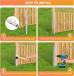 JH-Mech Lot de 2 piquets d'ancrage de clôture en acier robuste pour réparation de poteaux de clôture en bois inclinés ou cassés - Product Image 4