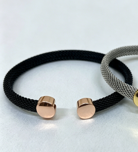 Pulsera de malla con diseño de oso, brazalete abierto chapado con extremos de oso para mujer, joyería de moda - Product Image 4