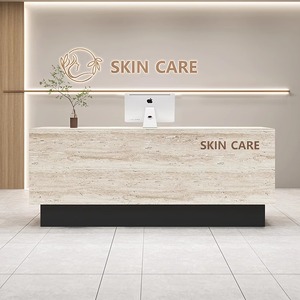 Mostrador de Recepción para Tienda de <span class=keywords><strong>Ropa</strong></span> Femenina de Lujo, Caja Registradora de Lujo, Barra Pequeña para Tienda, Mostrador con Frente de Piedra - Product Image 5