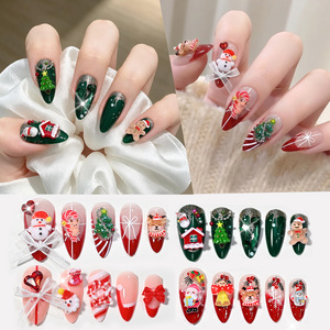 Wholesale Christmas Press On <b>Nails</b> 96pcs <b>Boxed</b> Santa Claus Christmas Tree Snowman Finished False <b>Nail</b> Tips Holiday Fake <b>Nails</b> - Product Image 2
