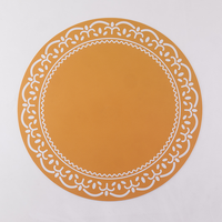Set de table rond à imprimé ethnique orange, en similicuir imperméable, pour la maison, la cuisine, l'hôtel, vente en gros personnalisée