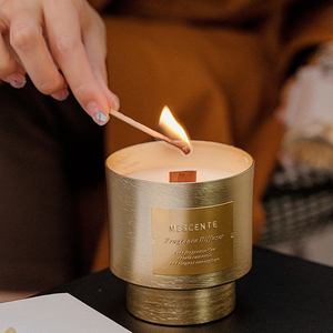 Mescente grand pot rond créatif de marque privée de luxe bougie parfumée à mèche en bois, bougie <span class=keywords><strong>woodwick</strong></span> - Product Image 2