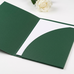 Carpeta de Papel Plegable Personalizada con Impresión, Color Verde Bosque, Laminado Mate, Papel Dorado, Logotipo Gratuito, OEM, ODM, Directo de Fábrica - Product Image 2
