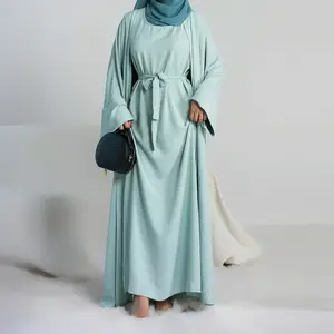 זיפנג OEM איסלמית קליידונג דובאי עיצוב אופנה אלגנטי טורקיה צבע אחיד חליפת שני חלקים