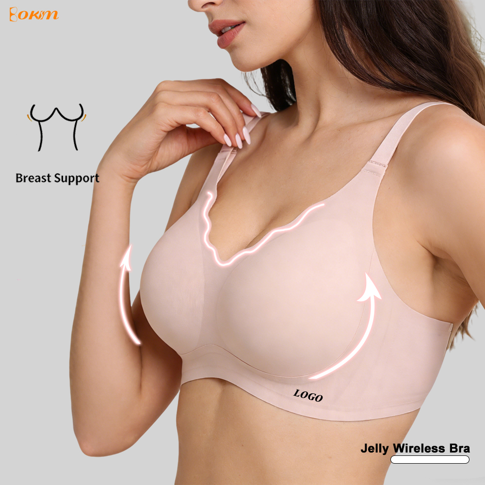Wireless Jelly Bra Full Coverage Seamless Bra for Women Plus Size Comfortable Support Bra for Large Bust