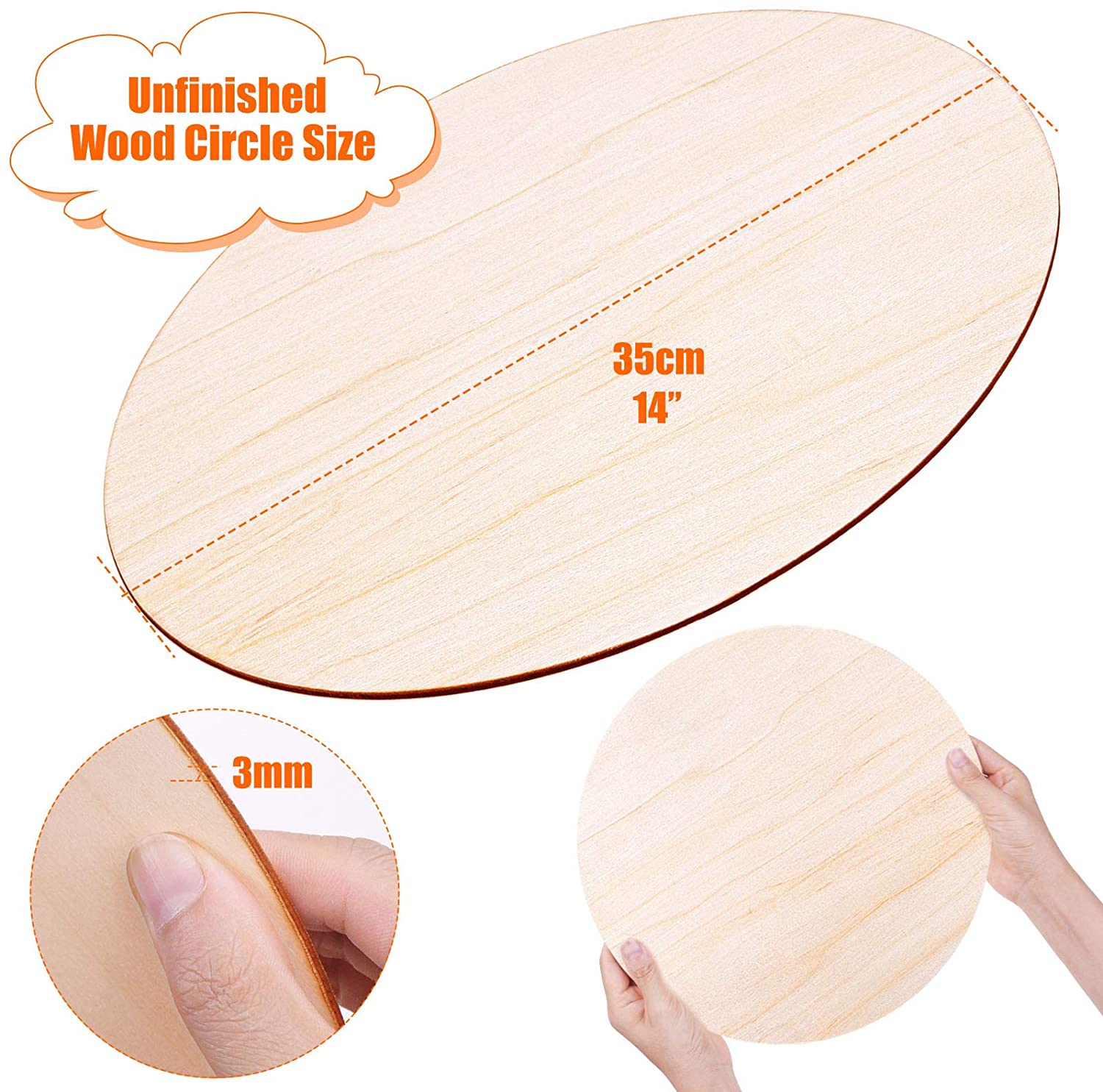PINGEUI 20 stuks 30 cm onafgewerkte houten cirkels, 0,25 cm dikke blanco ronde houten schijven, houten ronden houten uitsparingen voor ambachten, bord plaque, woondecoratie, kerstversieringen