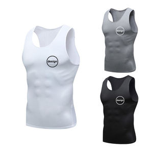 Camiseta deportiva sin mangas de compresión para hombre, con logo personalizado OME, elástica, de secado rápido, absorbente, ajustada, para gimnasio, baloncesto. - Product Image 1