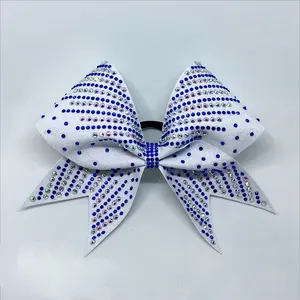 Atacado Glitter Cheer Hair Bows Sublimação Brilhante AB Strass Meninas Fita Cabelo Arco