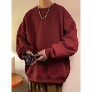 Sudadera de Hombre de Lana Gruesa, Moderna, para Primavera y Otoño, sin Capucha, Cálida, Holgada, Cuello Redondo, Gruesa, de Color Sólido, Manga Larga - Product Image 1