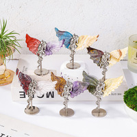Ornements en cristal naturel en forme d'ailes de papillon, diable, ange, style européen américain transfrontalier, artisanat en cristal, ornements pour la maison