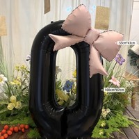 Les ballons en film d'aluminium numérique à nœud noir et rose de 40 pouces conviennent à la décoration de fêtes d'anniversaire et d'anniversaire.