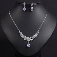 Collier en zircon super brillant de style haut de gamme transfrontalier, chaîne de clavicule pour femme, ensemble de boucles d'oreilles simples style froid INS, pour la mariée