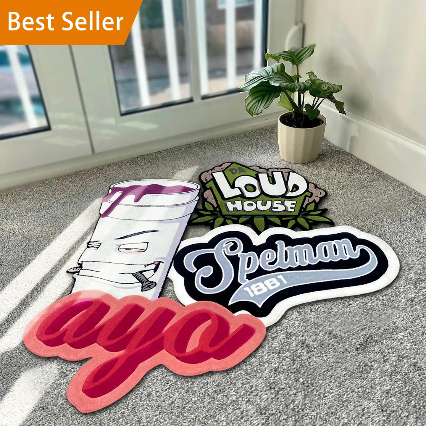 Custom Hand Tufted Center Sublimation LOGO Rug Living Room Palm Carpet Designer Anime Carpets And Rugs