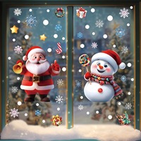 Décorations de fête de Noël : autocollants statiques créatifs en forme de cloche, renne, Père Noël, flocons de neige, bonhomme de neige pour vitres