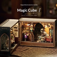 Maison miniature DIY, série Fantasy Cube, accessoires en bois sans découpe, design à pages rabattables, cadeau créatif, à partir de 14 ans, couleur 18x17.3x5.5
