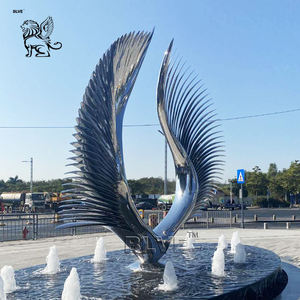 Fuente de Agua para Exteriores BLVE, Escultura de Alas de Ángel de Acero Inoxidable, Arte Moderno Pulido a Espejo, para Parque - Product Image 3
